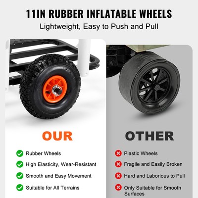 VEVOR Beach Fishing Cart Fishing Trolley 200 lbs with Balloon Tires for Sand