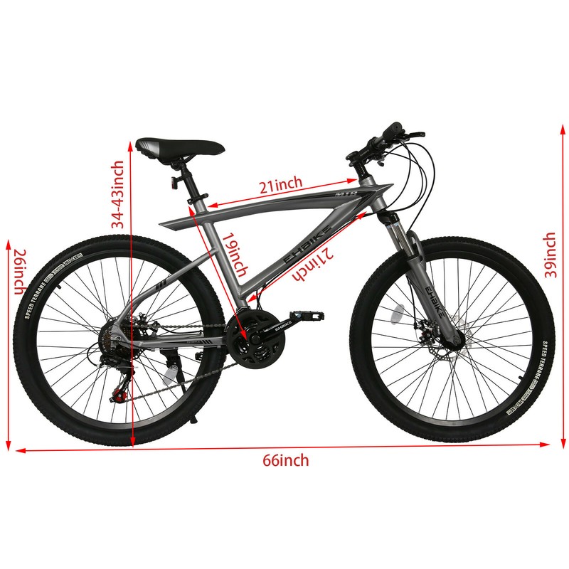 26 Inch Mountain Bike Wheels Disc Brak 21 Speed Outdoors Bike Silver