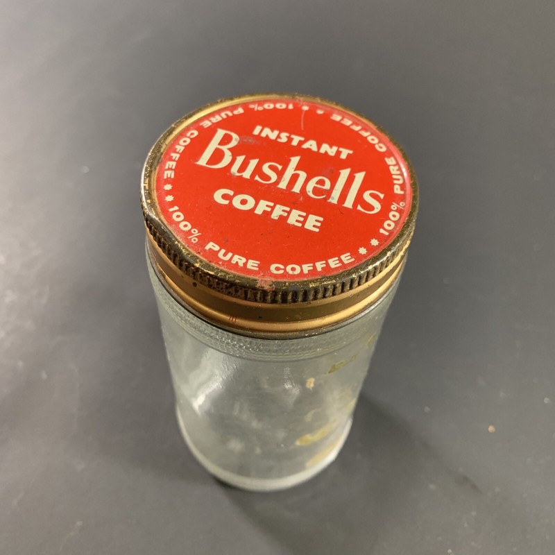 VINTAGE c.1960's BUSHELLS INSTANT COFFEE JAR KITCHENALIA MILK BAR GENERAL STORE eBay