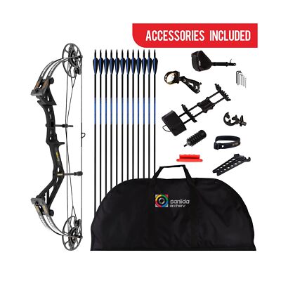 Sanlida 2024 New Dragon X7 Ready to Hunt Compound Bow Package for Adults, Arc...