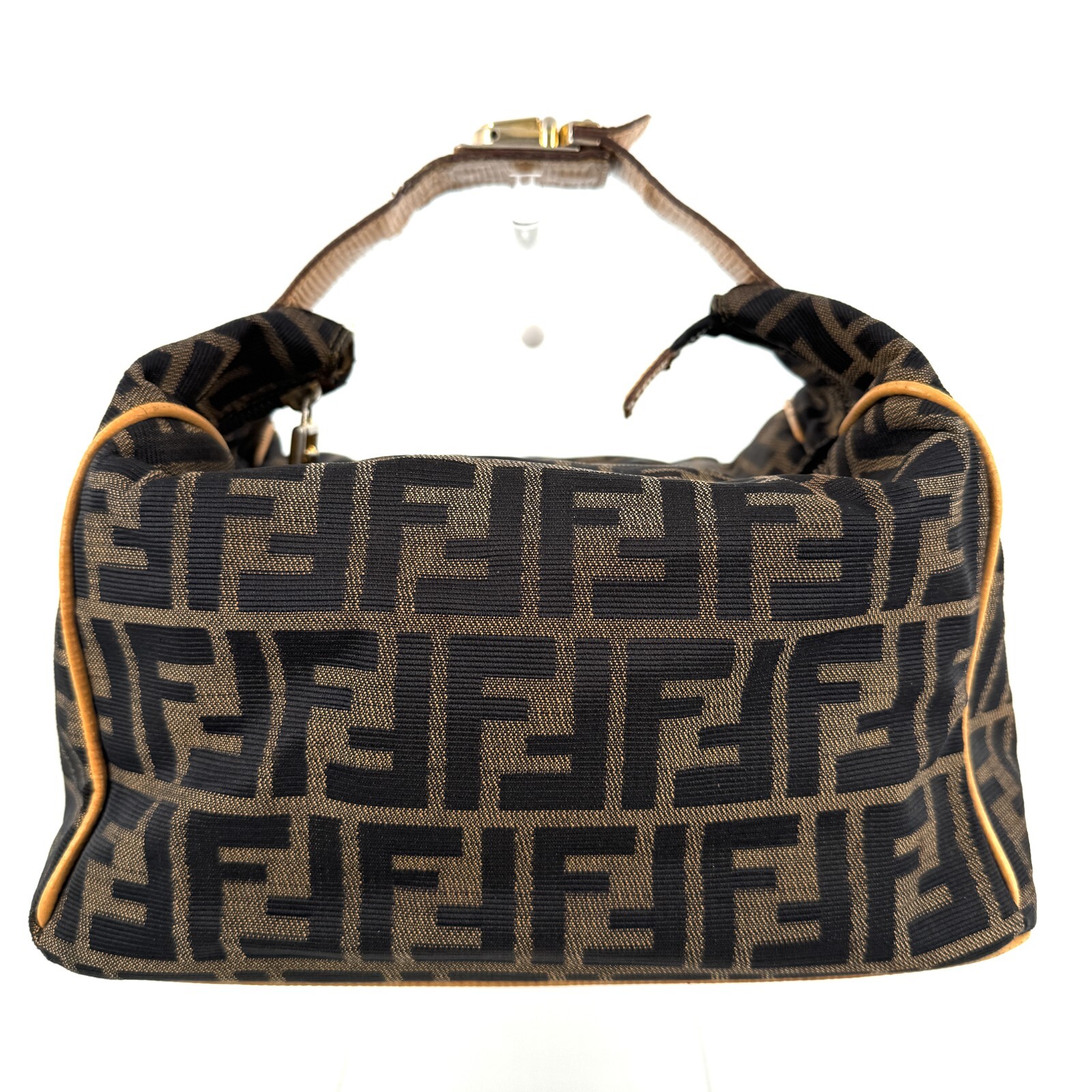 FENDI Zucca Vanity Bag Hand Bag Large Size Pouch Canvas Epi