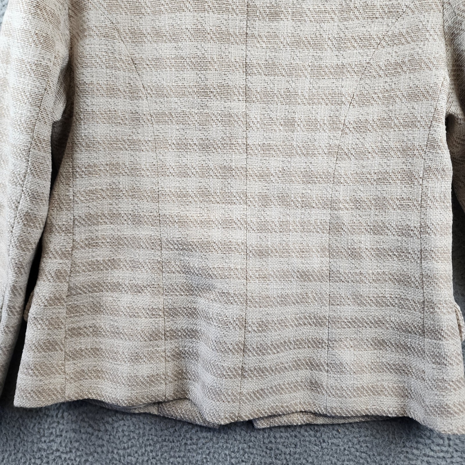 Pre-owned L'agence Kenzie Checked Double Breasted Blazer Women's 12 Ecru Gold Long Sleeve