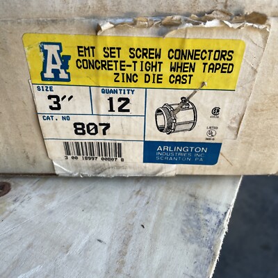 ARLINGTON INDUSTRIES 807 3'' Screw Connectors *Lot of 8*