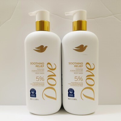 Dove Soothing Relief Body Wash 5% Nourishing Serum w/Hyaluronic Acid -Pack of 2