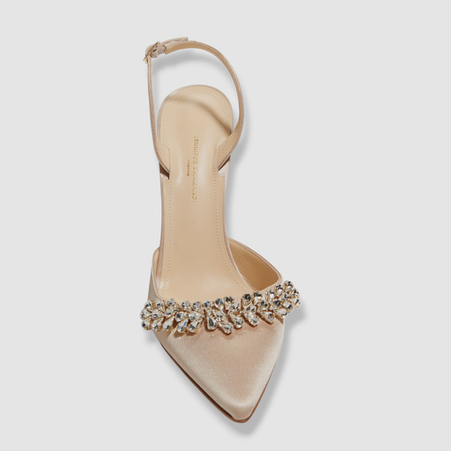 JENNIFER CHAMANDI $1050 JENNIFER CHAMANDI WOMENS BEIGE VITTORIO SATIN SANDAL SHOES SIZE EU 38/US 8