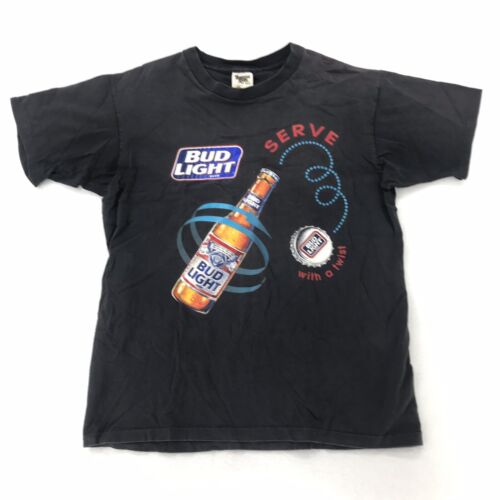 Vintage Bud Light Beer Mens Size L T Shirt Serve With A Twist Short Sleeve
