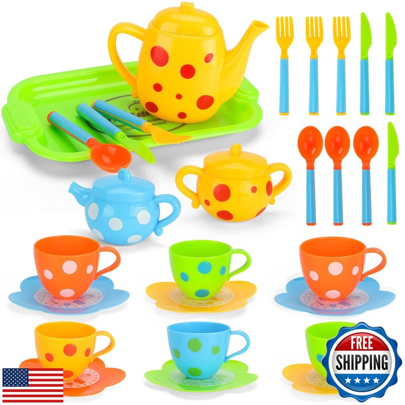 Pretend Play Toy Tea Set for little girls, Kids Role