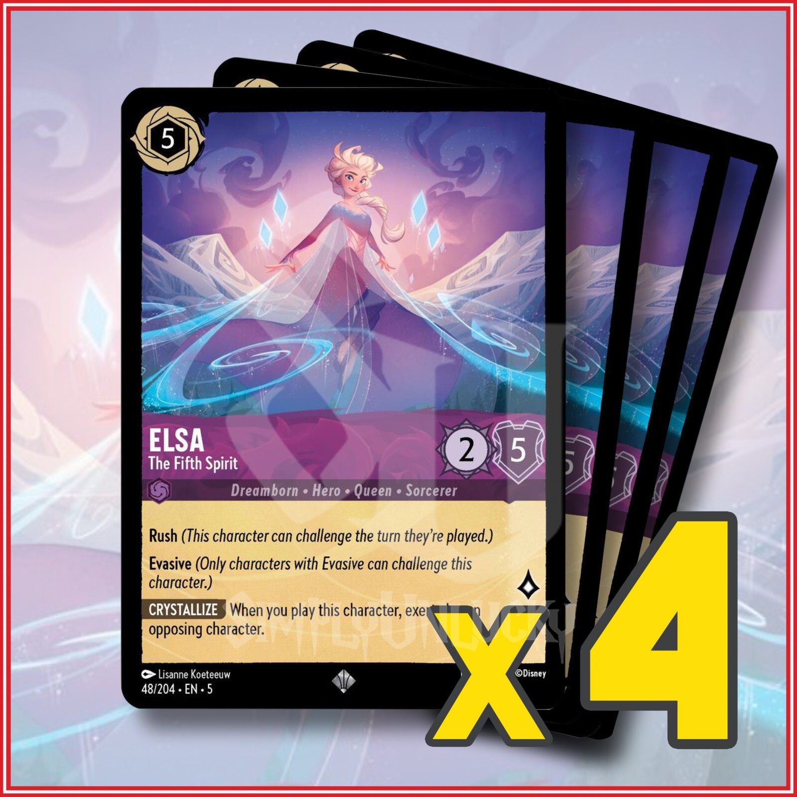 ロルカナ　エルサ ELSA 英語版　4枚セット　Disney Lorcana ロルカナ エルサ ELSA 英語版 4枚セット Disney Lorcana