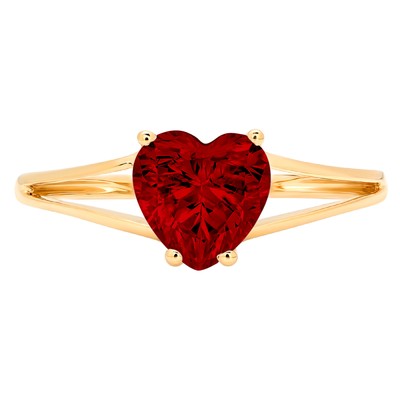 Pre-owned Pucci 1.50 Ct Heart Split Shank Statement Classic Real Red Garnet Ring 14k Yellow Gold