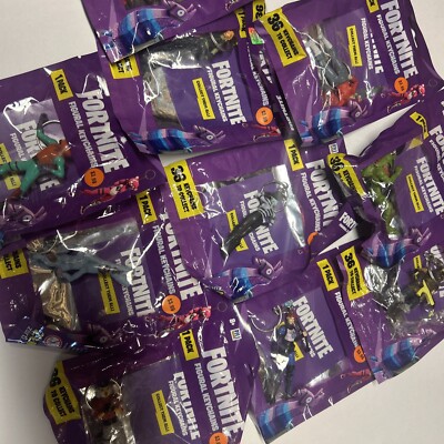 Lot Of 10 Fortnite Figural Keychains, Bunny Brawler, Tomato, Nutcracker, Dinosau