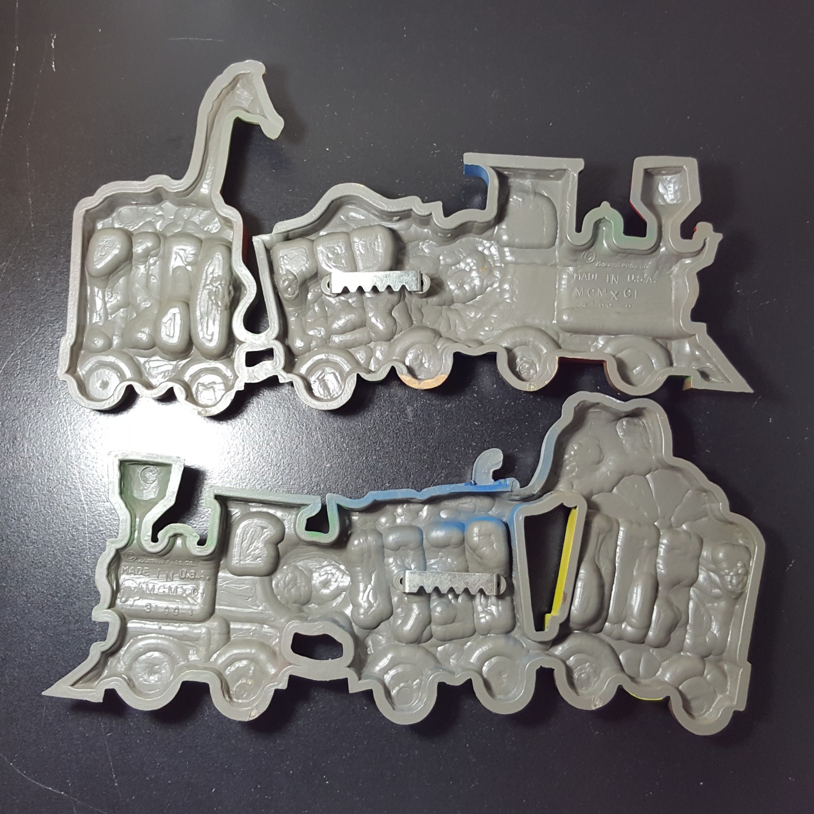 Vintage Set of 2 Burwood Products Circus Train Wall Plaque Nursery Child's Room