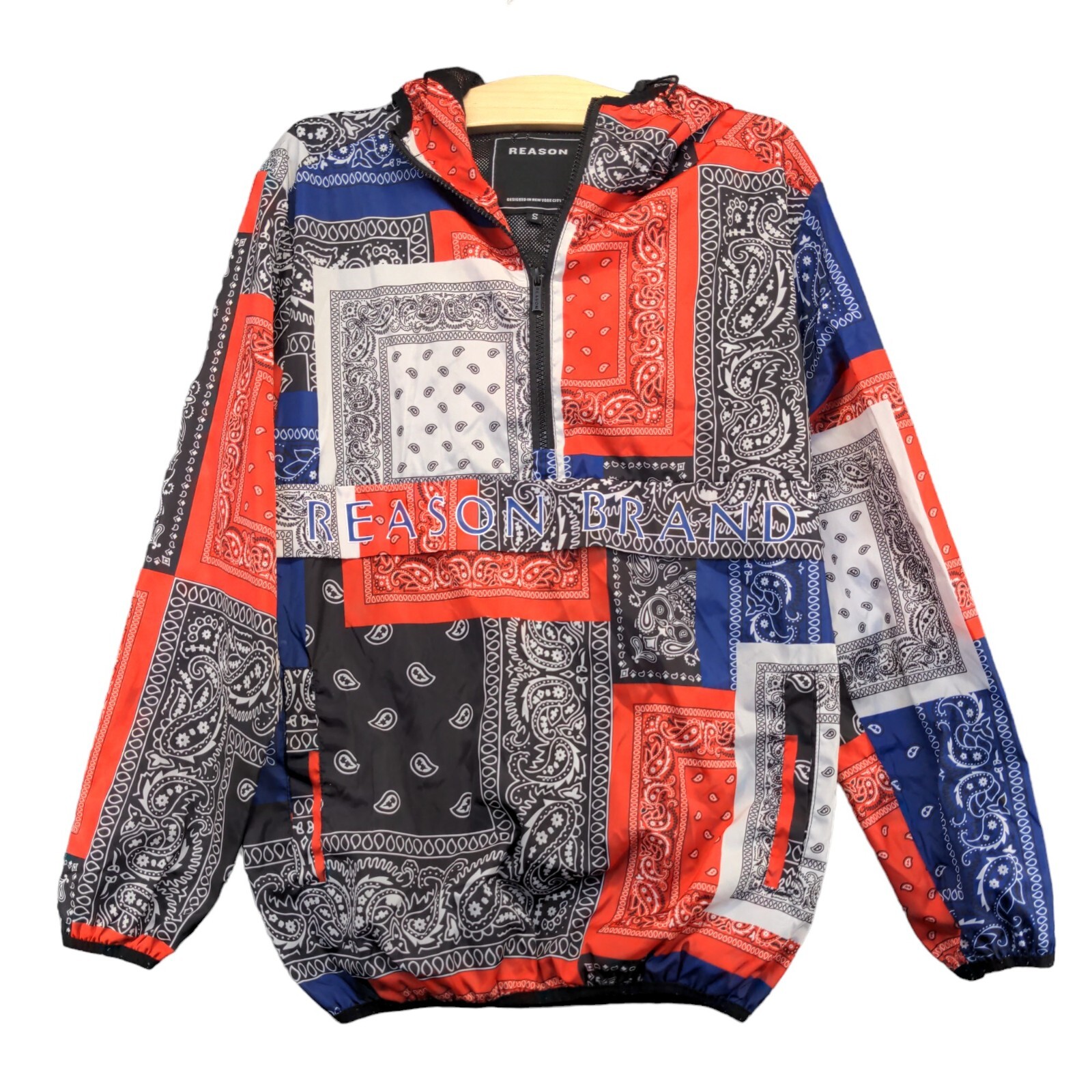 Reason Men's 1/4 Zip Hooded Windbreaker Jacket Small Reason Men's 1/4 Zip Hooded Windbreaker Jacket Small