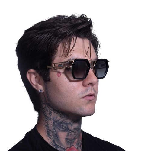 Pre-owned Cazal Sunglasses 677-001 Black Gold Frame Grey Gradient Lens In Gray