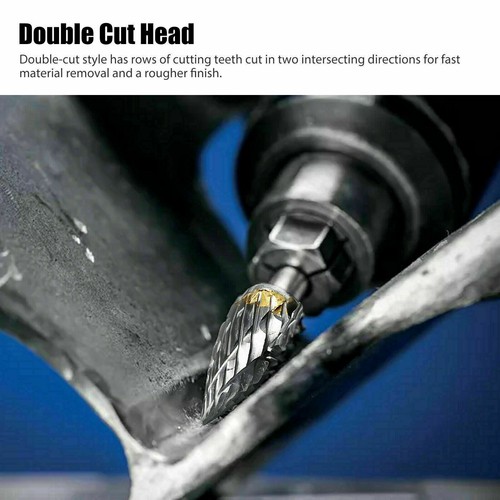 20PCS Tungsten Carbide Rotary Drill Bits 1/8" Shank Burr Die Grinder Carving Set