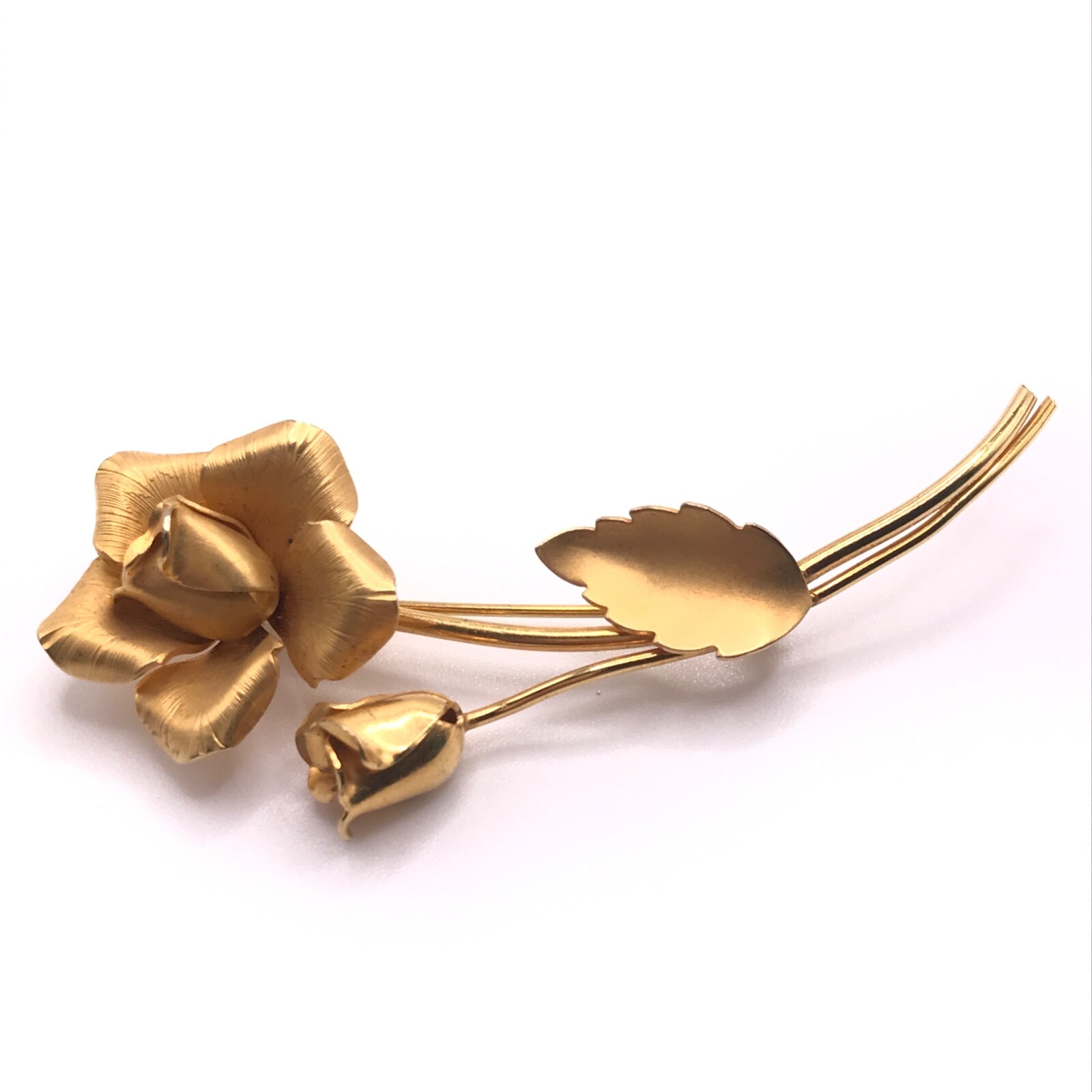 ヴィンテージ金色ブローチ Vintage Primex Signed Gold Tone Rose Flower Brooch Pin 3
