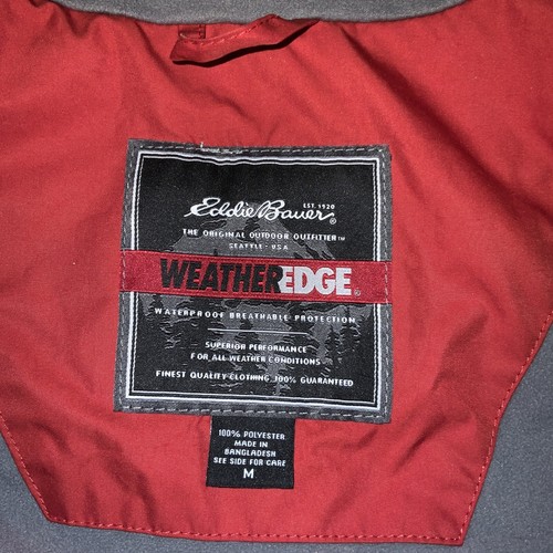 Eddie Bauer Jacket Mens Medium Red Weather Edge Waterproof Windbreaker Coat