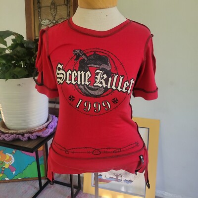 Vintage rare 90s era Scene Killer bondage t-shirt by iconic Japanese punk brand 