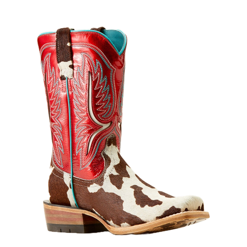 Pre-owned Ariat Ladies Futurity Colt Cowtown Hair On Red Square Toe Boots 10051020