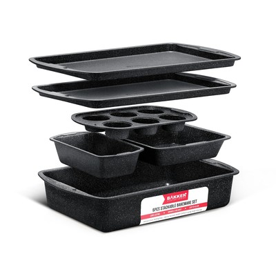 Bakken Swiss - Bakeware Set   6 Piece   Stackable Deluxe Non-Stick Baking Pan...