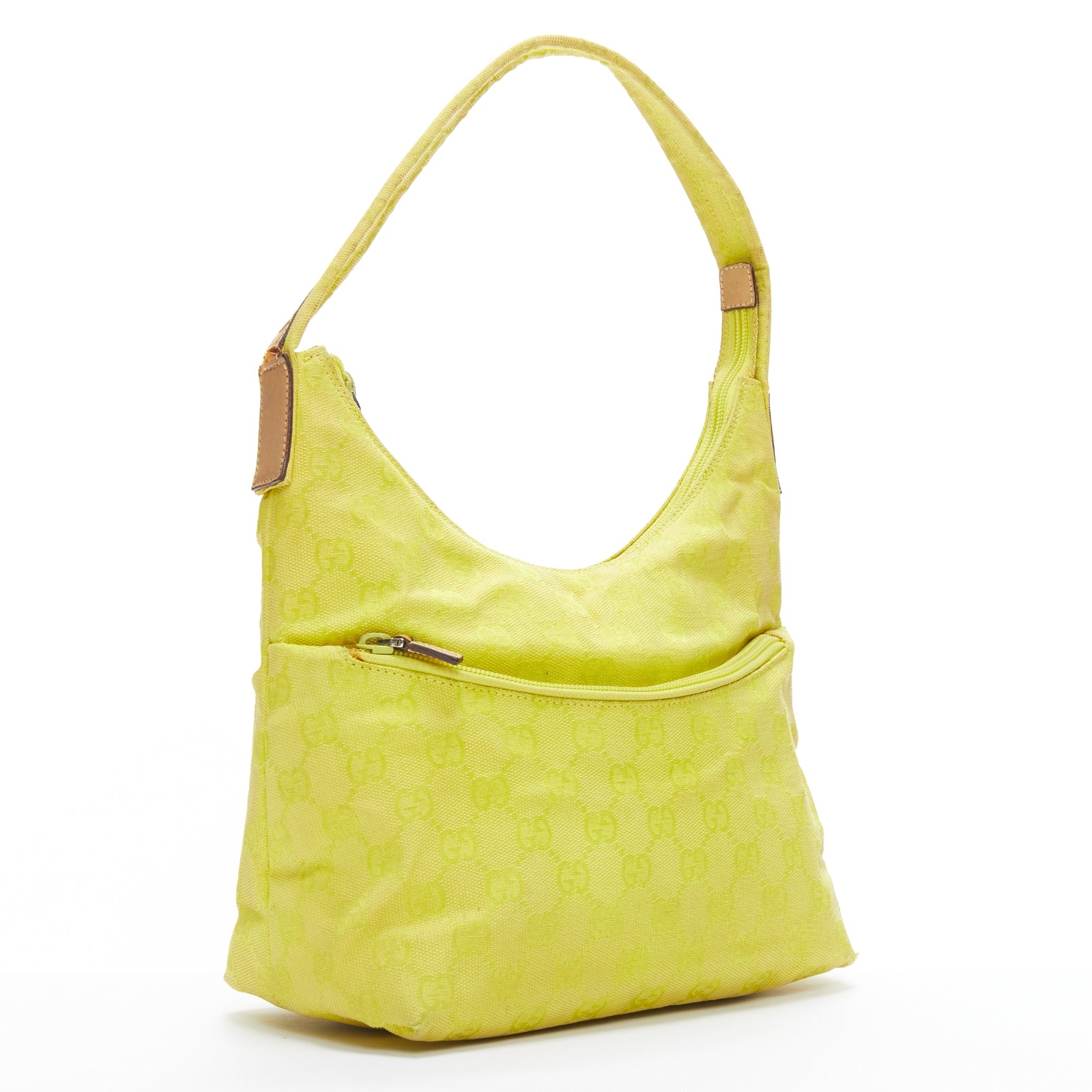 やうよし様 GUCCI Vintage yellow GG monogram canvas small hobo shoulder