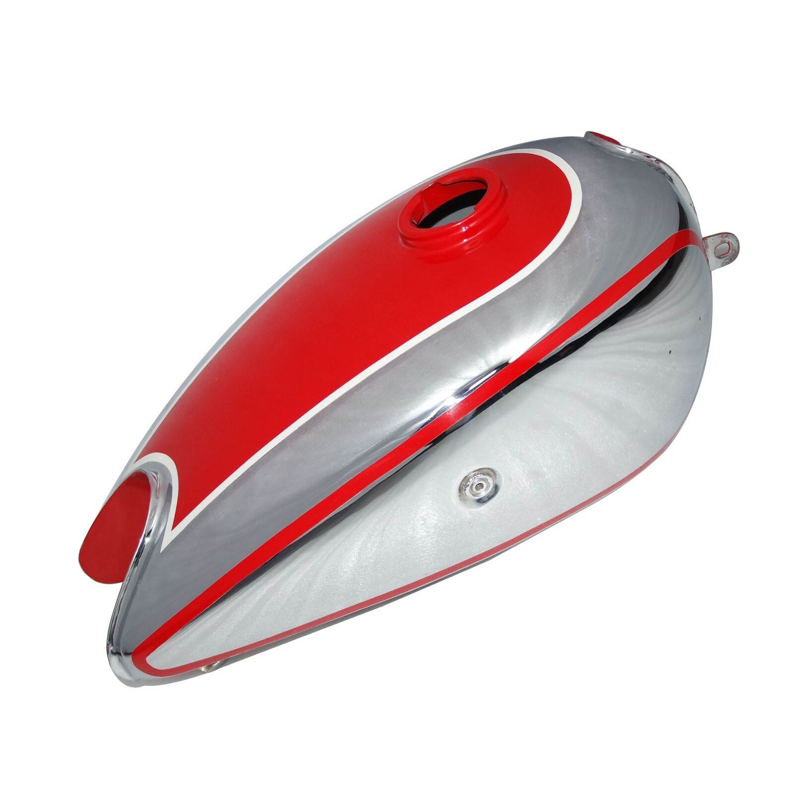 New Horex Regina Petrol Gas Fuel Tank Steel Chrome & Red Small Version  