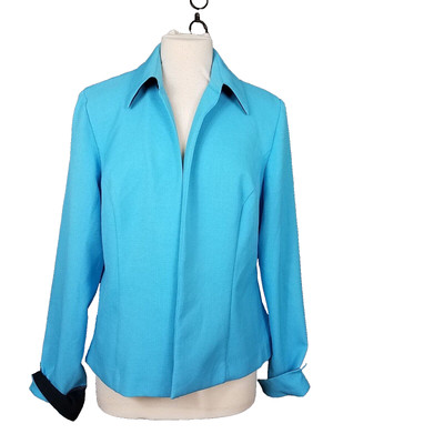 Koret Open Jacket Womens 14 Light Weight Bright Electric Blue W/ Black Trim