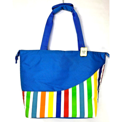 Hallmark Large Insulated Cooler Rainbow Stripe Tote Zipper 15x14'' NWT
