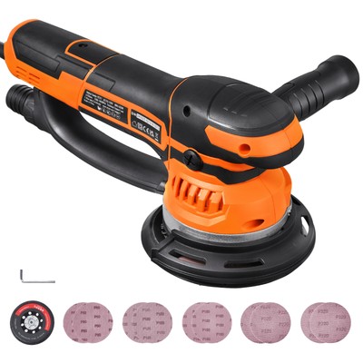 Random Orbital Sander 6'' DA & GA Dual-Action Sander 10 PCS Sandpapers 6 Speeds