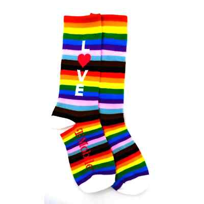 T Mobile Tuesdays Adult Size S/M Rainbow LOVE Colorful Crew Socks 1 Pair NWT