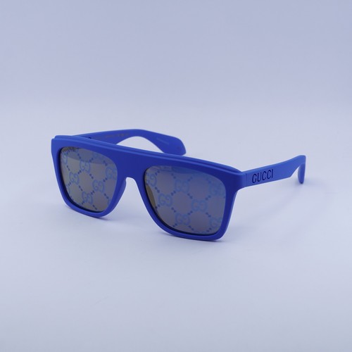 GUCCI GG1570S 004 Matte Blue/Bronze And Blue Mirror With GG