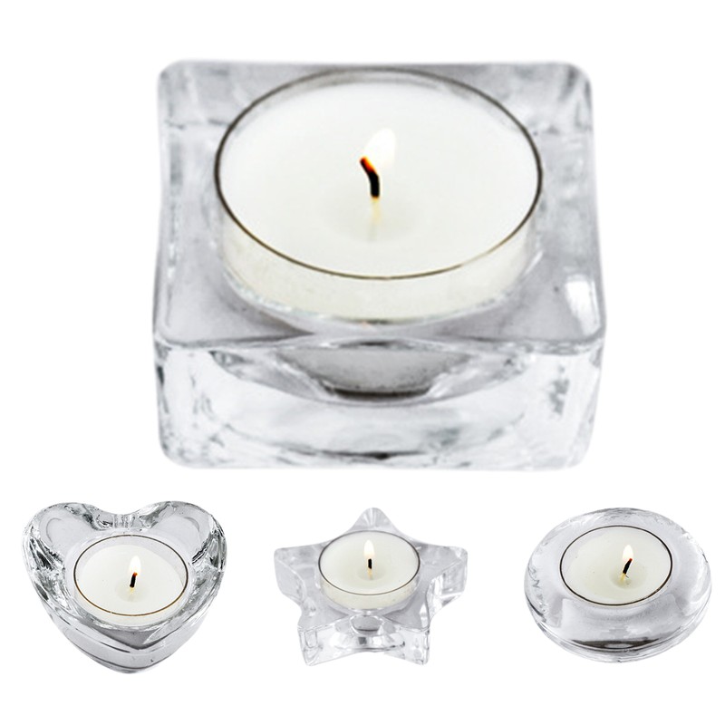 Small Glass Candle Holder Clear Glass Tea Light Holder Decor