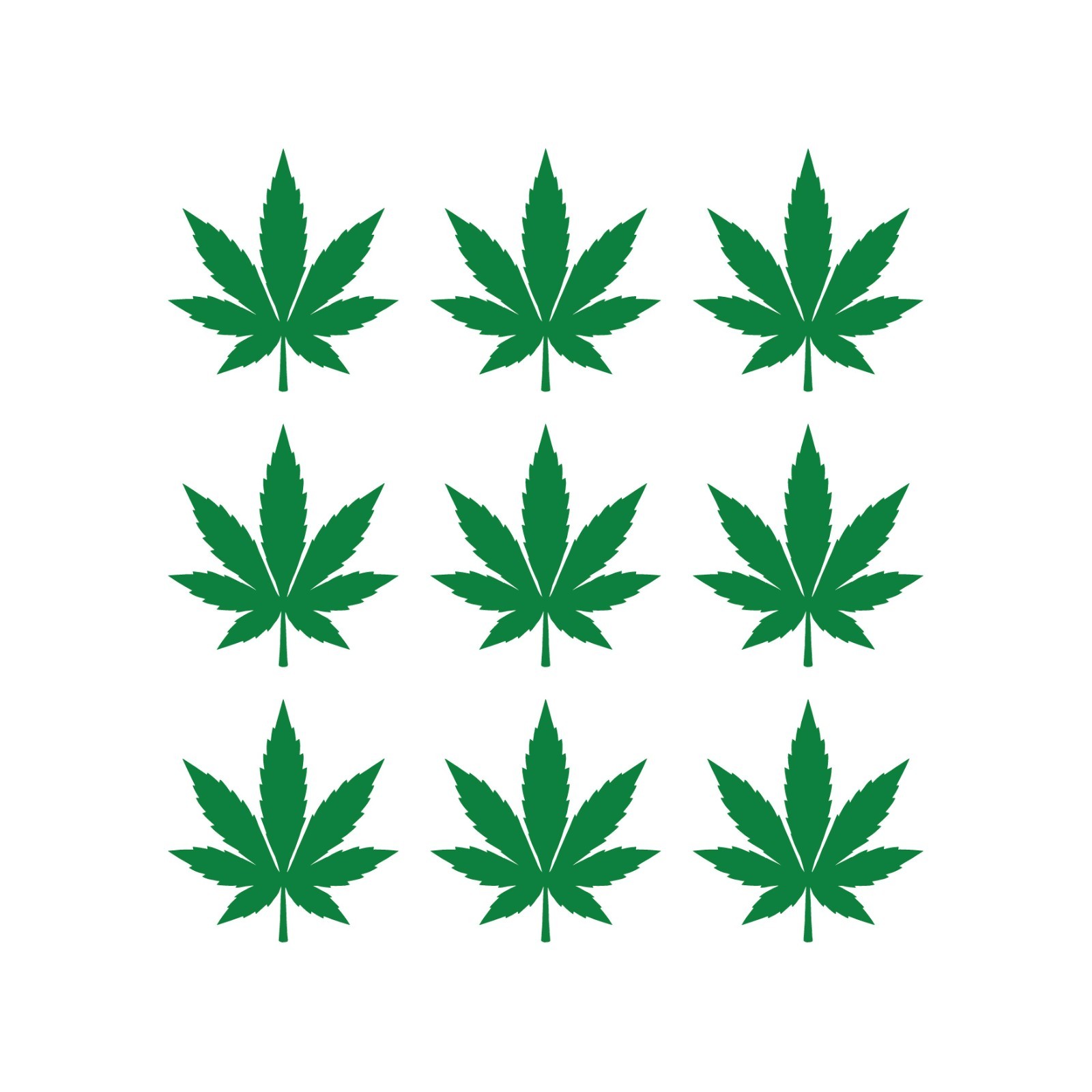 Small Cannabis Marijuana leaf Decal  Weed THC 420 Sticker Set of 9