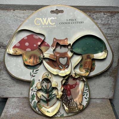 CWC Cook With Colors 5 Piece Cookie Cutters Mushroom, Fox, Leaf, Head Hodge New