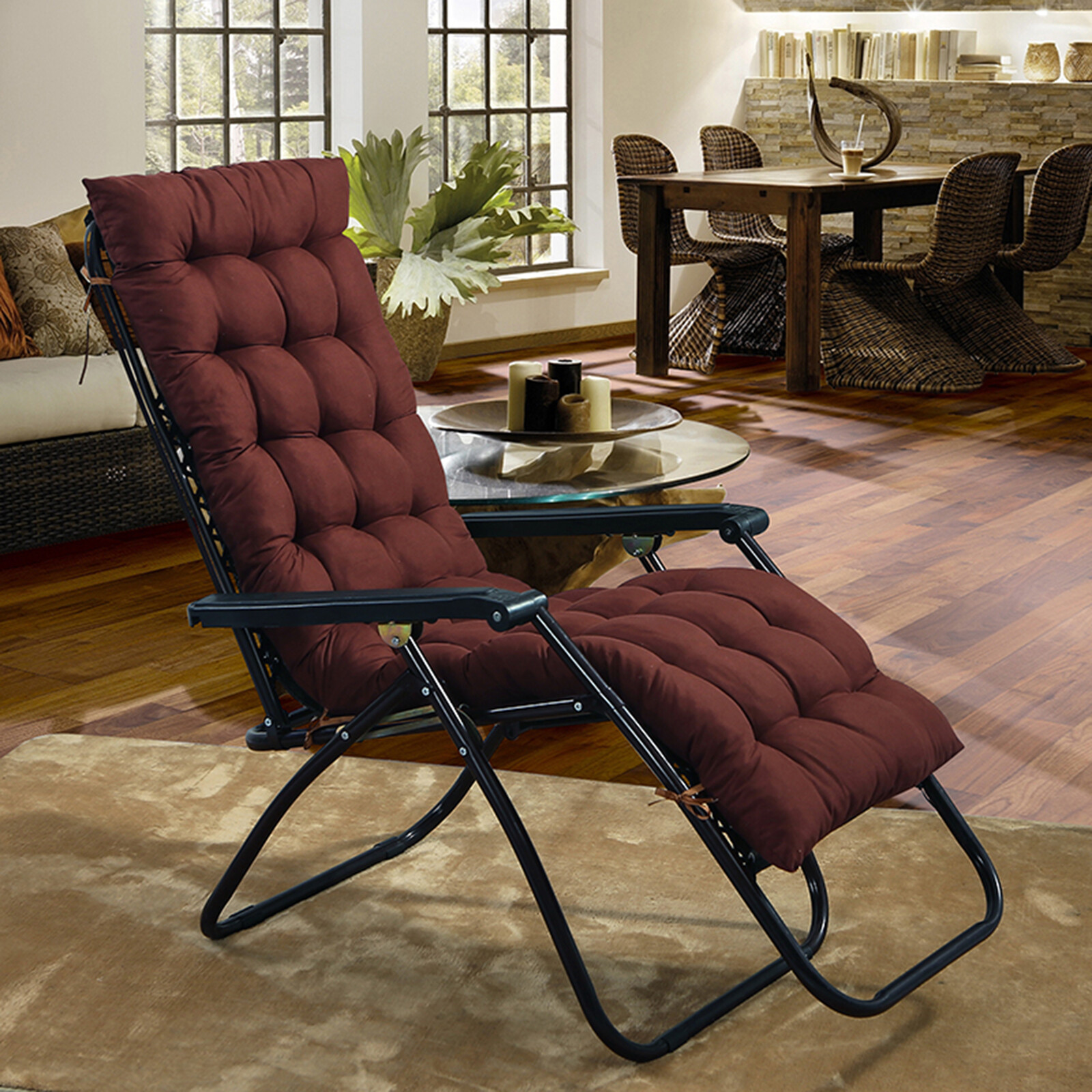 Soft Patio Lounge Chair Cushion Tufted Rocking Recliner Indoor Outdoor Seat Pad