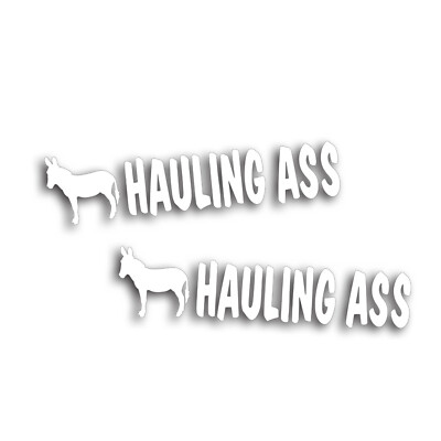 2X Hauling Ass Decal Sticker for Donkey Mule Farm Livestock Truck or Trailer W