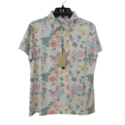 Swing Juice Collection Golf Masterpiece Polo Shirt Womens L Ivory Pink Blue NEW