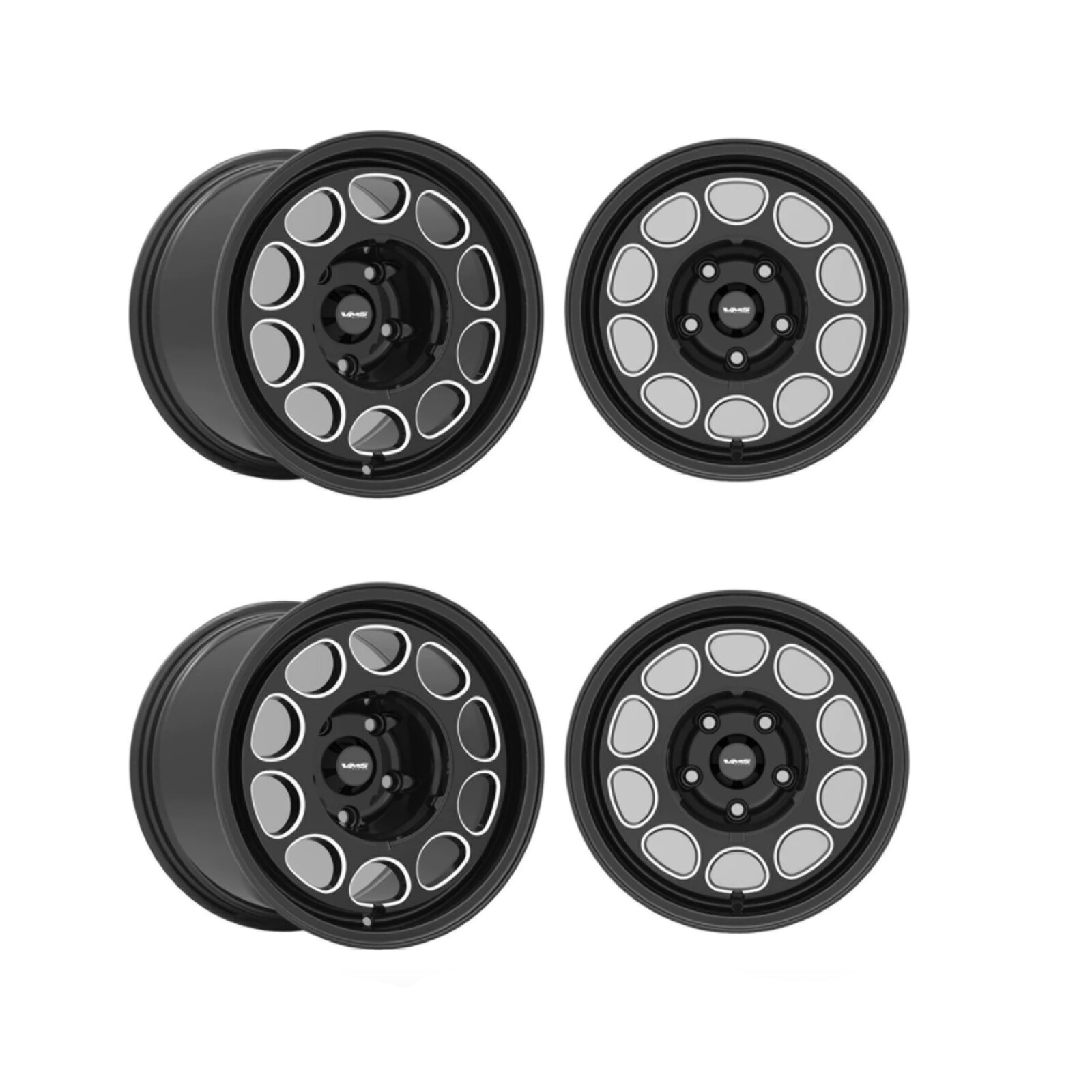 VMS Racing Phone Dial Drag Pack Wheels 4 Lug 4x108 For 79-93 Fox Body Mustang