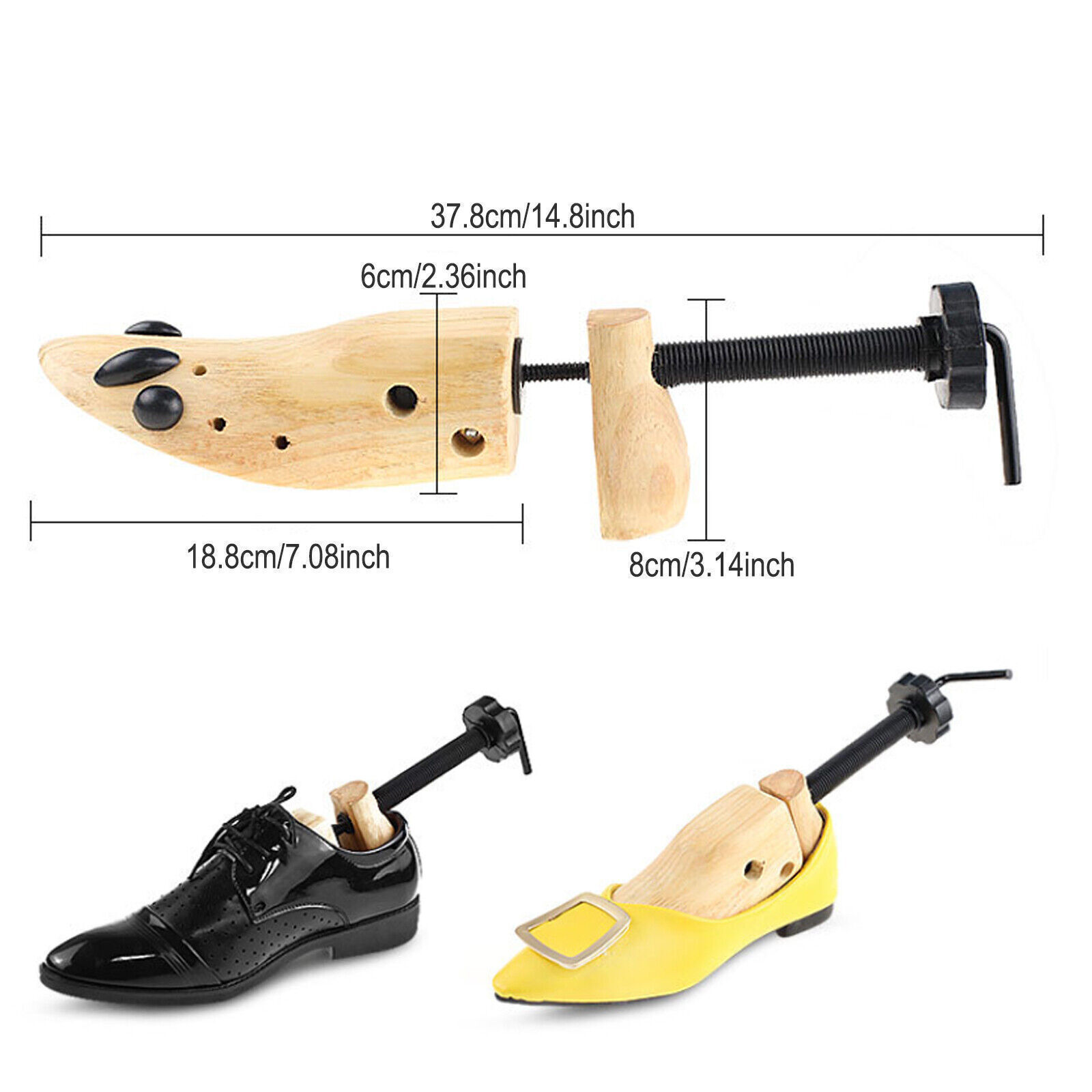 2023 One Pair 2-way Wooden Adjustable Shoe Stretcher for Men Women Size 9-13
