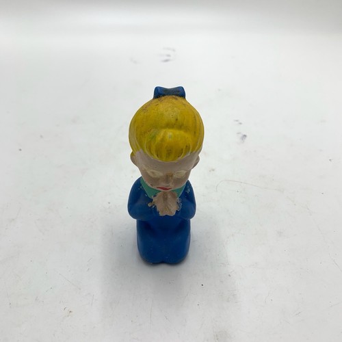Vintage Kids Figurines Praying Reading A Bible On Knees
