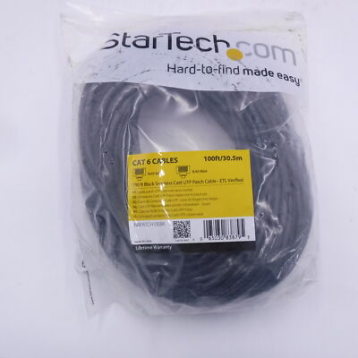 Startech 100' Black Snag less Cat6 UTP Patch Cable ELT Verified