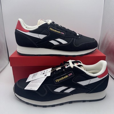 NEW Reebok Men s Classic Leather Shoes Sz(11) Blk/Wht/Red HQ4145 NIB