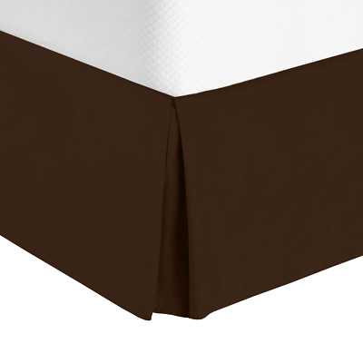 Solid Luxury Pleated Tailored Bed Skirt - 14  Drop Dust Ruffle, Queen -Chocolate