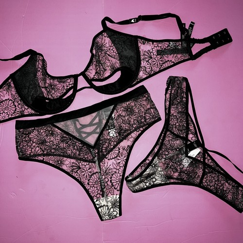 Victoria's Secret 32D,36C,36D,36DD BRA SET peek-a-boo Black Victoria's Secret 32D,36C,36D,36DD BRA SET peek-a-boo Black