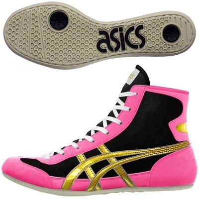 black and pink wrestling shoes