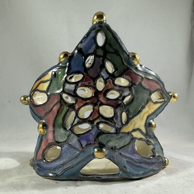 VTG Blue Sky Pottery Star Of Wonder Candle Votive Holder 4 Inches Tall Unused