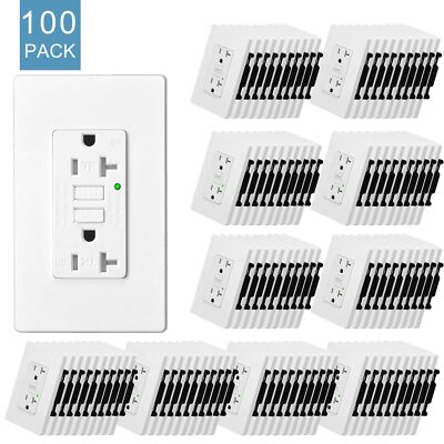 GFCI Outlet 20A Self Test Ground Fault Receptacle TR WR with LED Indicator 100PK