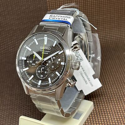Pre-owned Seiko Chronograph Ssb413p1 Quartz Stainless Steel Black Dial Analog Men's Watch