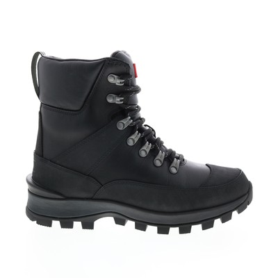 Ботинки Hunter Leather Commando Boot WFS1009NUB-BLK Женские черные резиновые сапоги