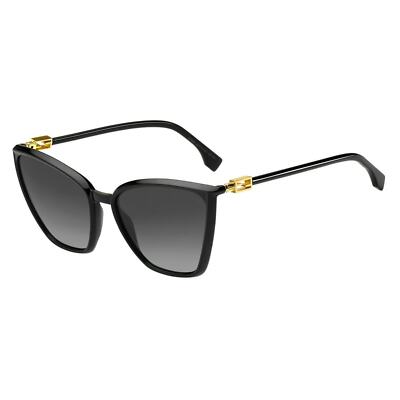 Pre-owned Fendi Black Cat Eye Sunglasses W/ Gold Details, “ff0433/g/s” In Gray