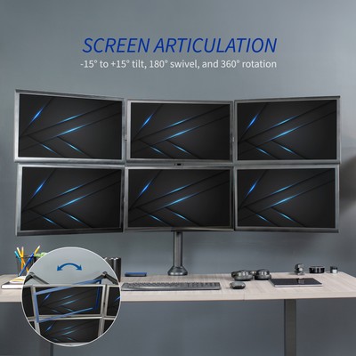 VIVO Steel Hex Monitor Desk Mount Adjustable Stand | Six (6) Screens up to 32"
